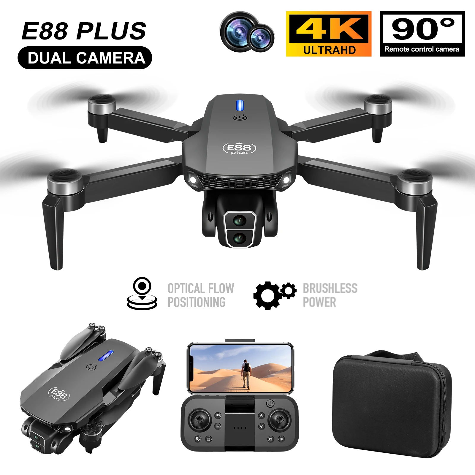 Drone Camera Night Vision - Nuovo drone quadricottero E88 Plus: 90
